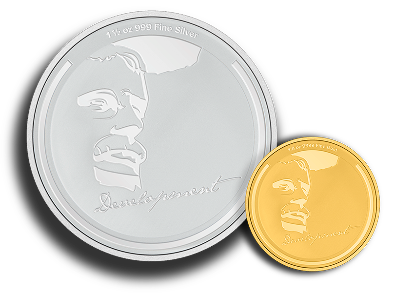 Front of the Theodore Roosevelt – Development coin